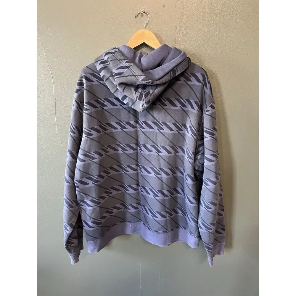 Y2K Nike Mens Blue Striped Full Zip Hooded Sweatshirt Size 2XL